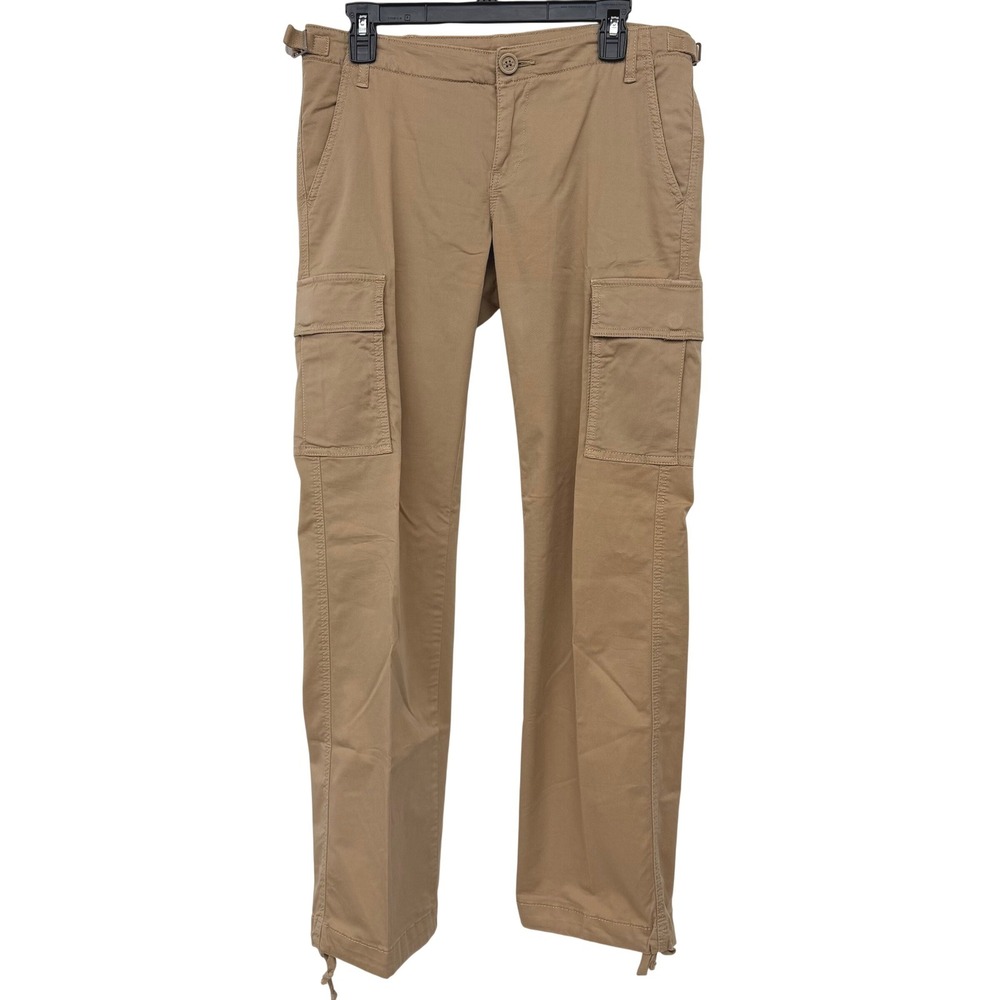 Tory Burch Khaki Tan Cargo Pants Women Size 28 Cinch Waist Drawstring Hem
